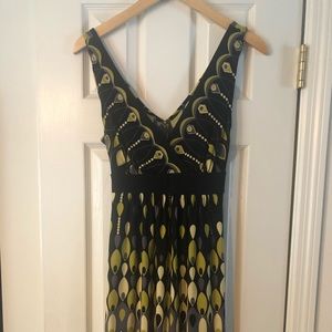 Women’s green/black sleeveless bow tie dress